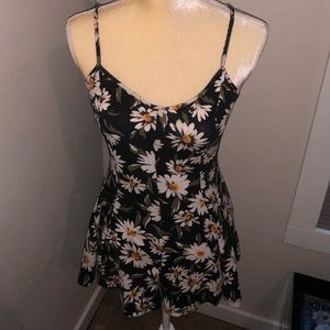 Kimchi Blue Black romper with Sunflower design